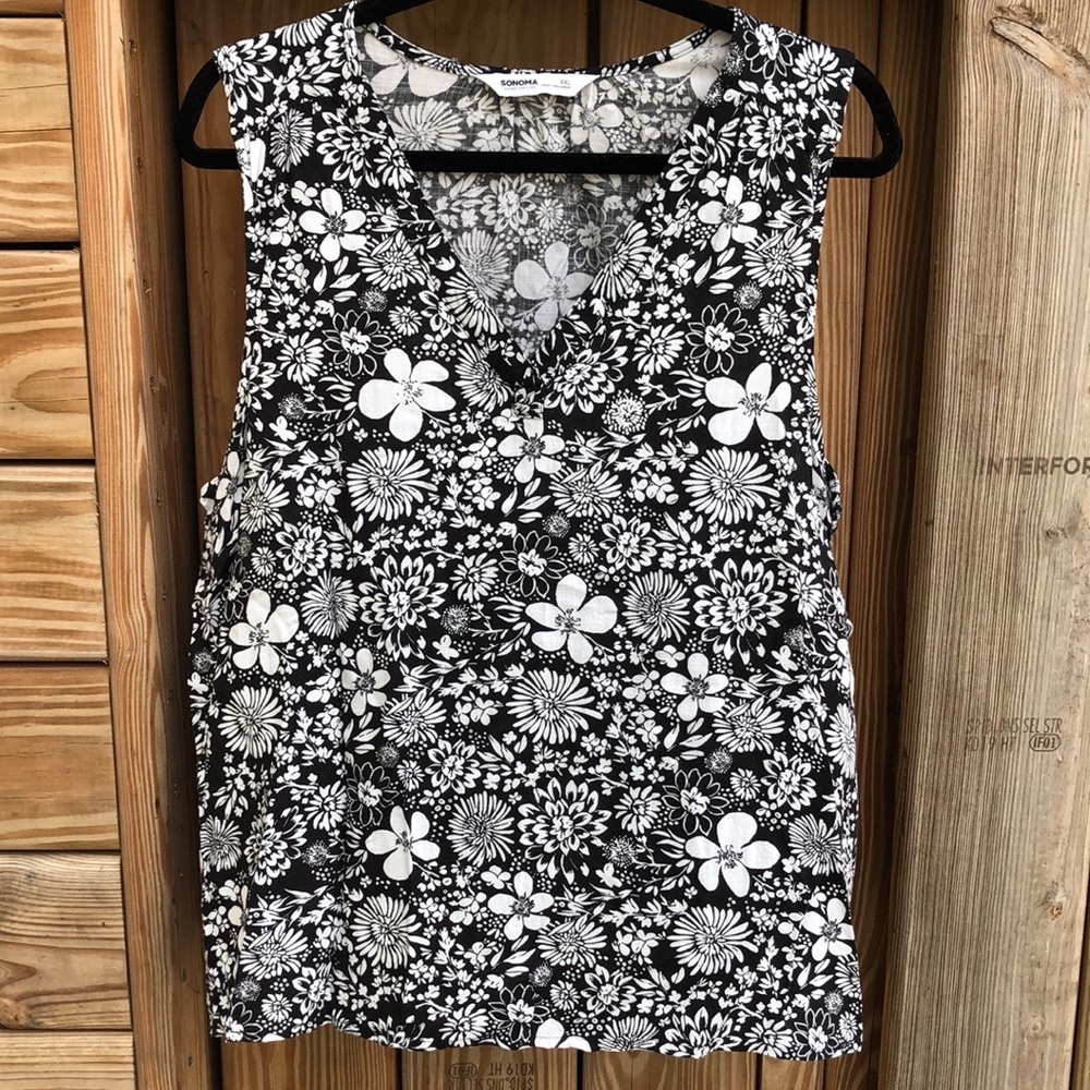 Like new! SONOMA Floral Print Sleeveless Blouse - Picture 1 of 5